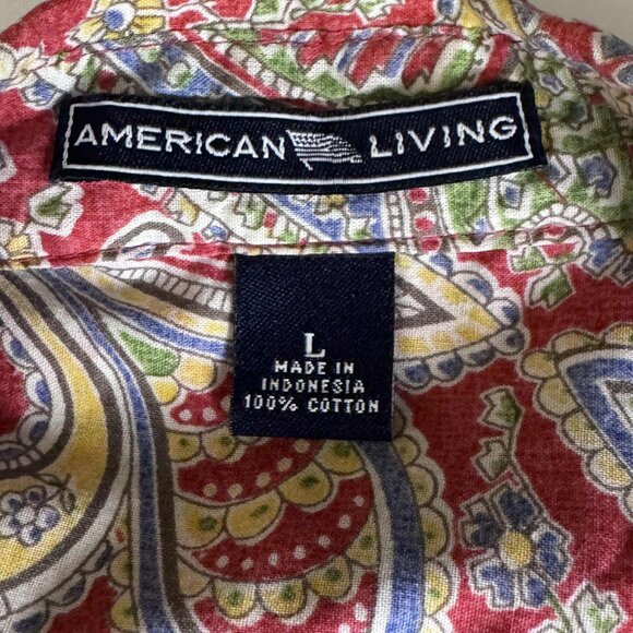 American Living Multicolor Long Sleeve Paisley Button Up Shirt Large - Picture 4 of 6